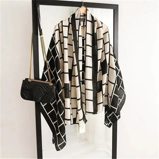 LeStyleParfait Women's Scarves & Shawls Stylish Wrap Scarf Striped-Pinstriped Cotton -Scarf