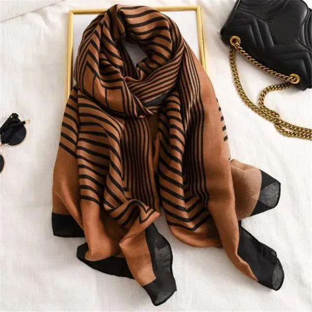 LeStyleParfait Women's Scarves & Shawls Stylish Wrap Scarf Striped-Pinstriped Cotton -Scarf