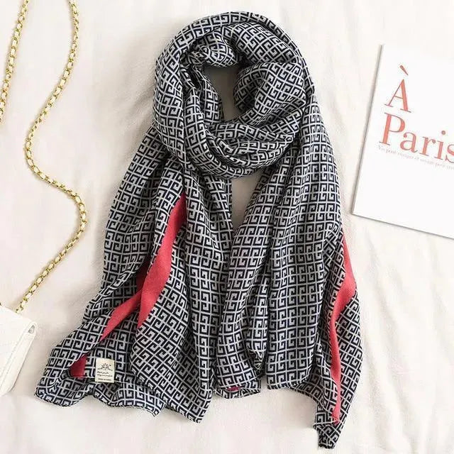 LeStyleParfait Women's Scarves & Shawls Stylish Wrap Scarf Striped-Pinstriped Cotton -Scarf