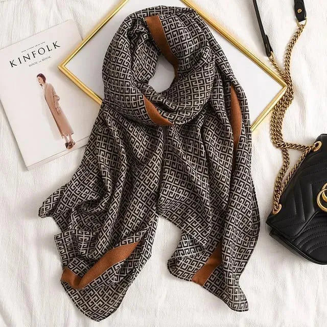 LeStyleParfait Women's Scarves & Shawls Stylish Wrap Scarf Striped-Pinstriped Cotton -Scarf