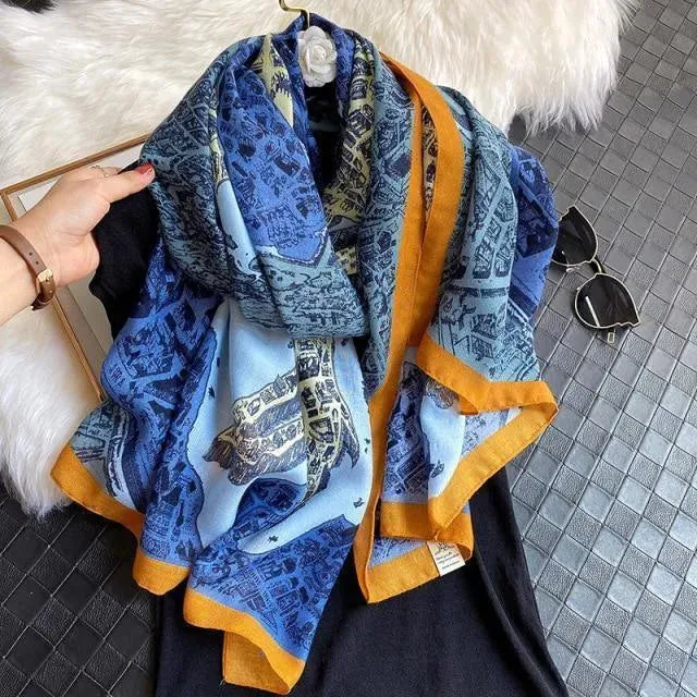 LeStyleParfait Women's Scarves & Shawls Stylish Wrap Scarf Striped-Pinstriped Cotton -Scarf
