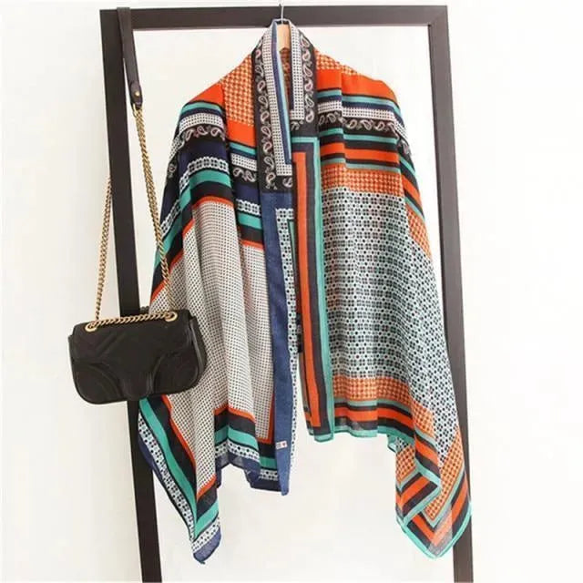 LeStyleParfait Women's Scarves & Shawls Stylish Wrap Scarf Striped-Pinstriped Cotton -Scarf
