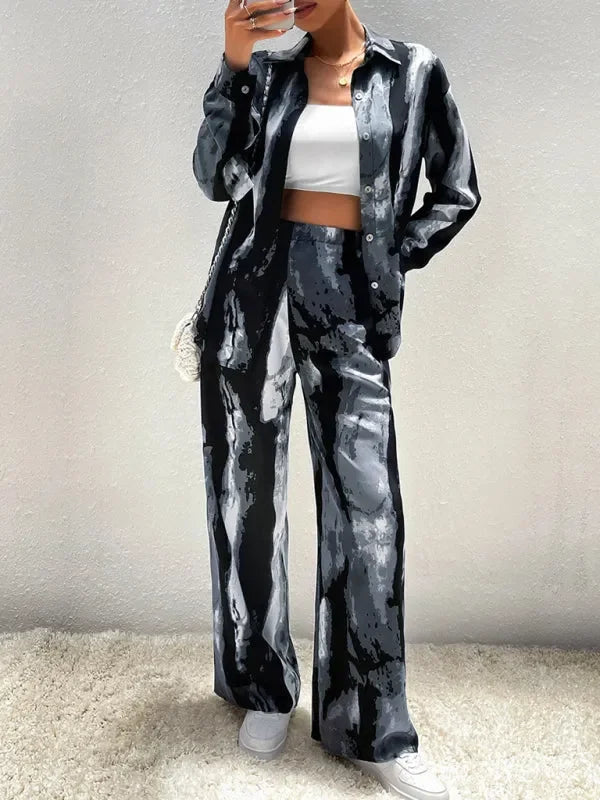 Stylish Women Abstract Print Two-Piece Set