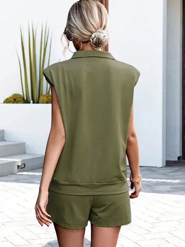 Stylish Women Casual Knit Two-Piece Shorts Set - Casual Shorts Set - LeStyleParfait