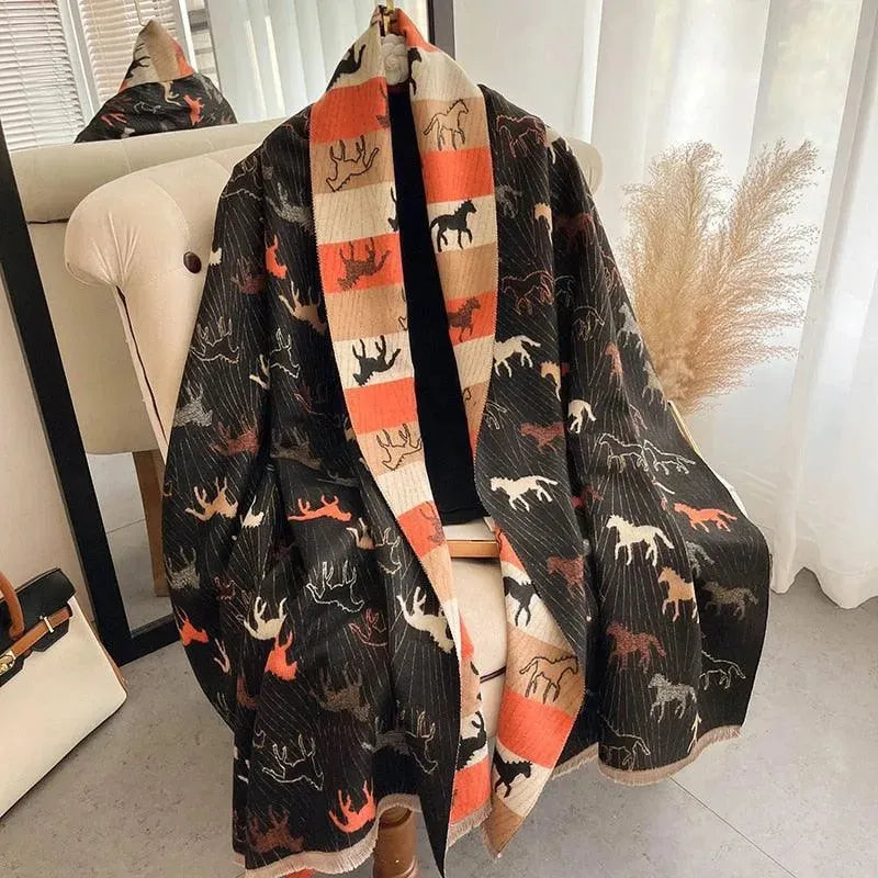 The Rider Double-Sided Cashmere Women Scarf - Scarf - LeStyleParfait