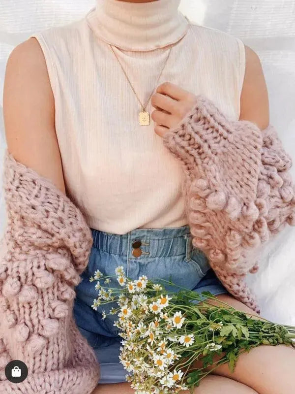 Thick Knitted Twist Loose Cardigan