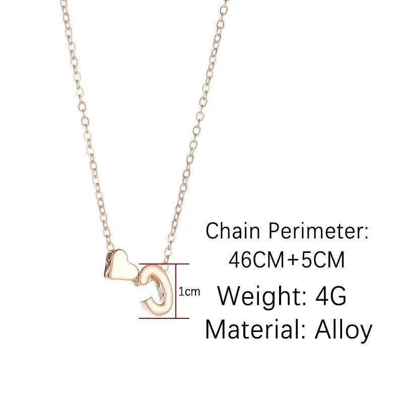 Tiny Heart and Initial Letter Pendant Necklace - Pendant Necklace - LeStyleParfait