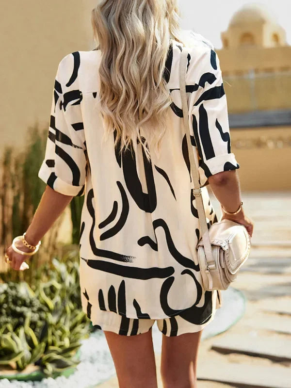 Trendy Women Abstract Summer Shorts Set - Abstract Shorts Set - LeStyleParfait