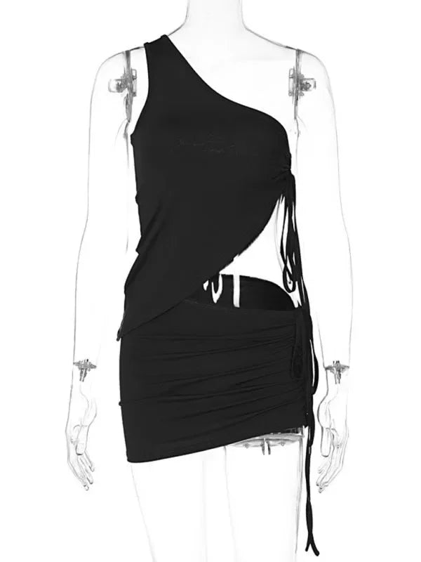 Trendy Women Casual Ruched Two-Piece Skirt Set - Casual Skirt Set - LeStyleParfait