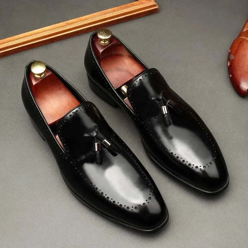Vincenzo Patent Leather Tassel Loafer Shoes For Men - Loafer Shoes - LeStyleParfait