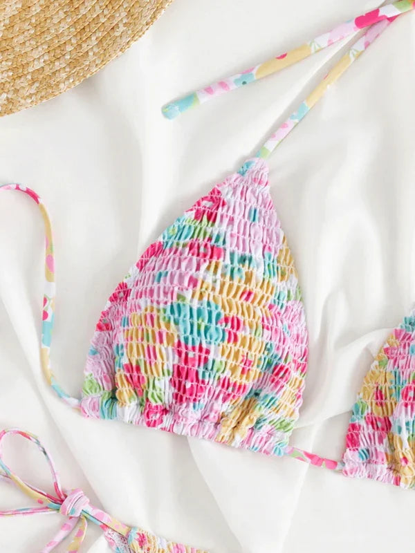 Women Abstract Triangle Bikini Set