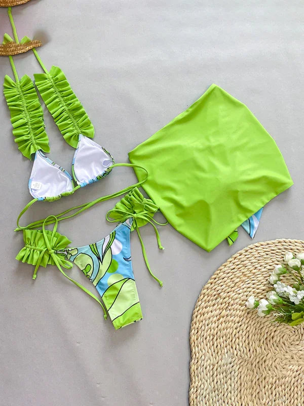 Women Abstract Triangle Bikini Set