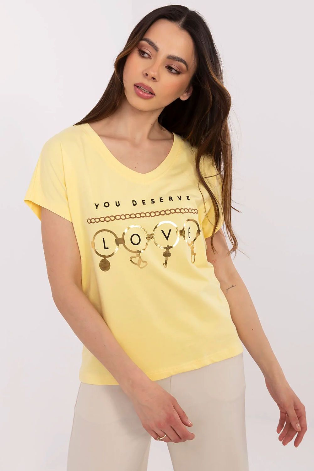 Women Black Graphic V Neck Tshirt-Women T-Shirt-LeStyleParfait