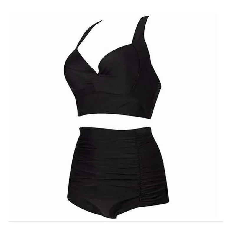 Women Black Push Up High Waisted Bikini Set