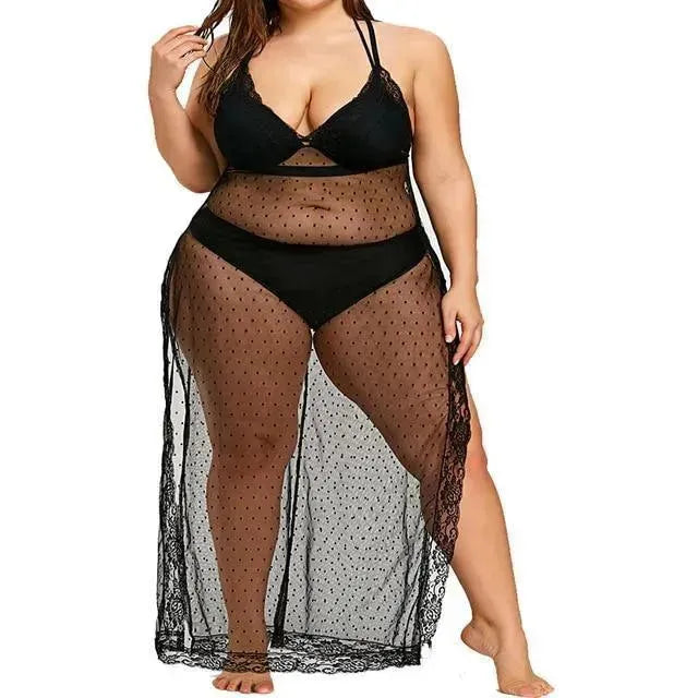 Women Black Textured Swimwear Cover-Up