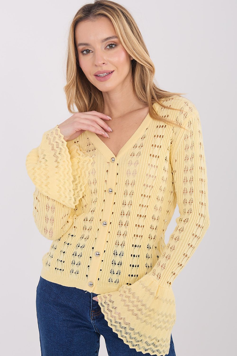 Women Boho Cardigan Sweater Openwork Knit-Women's Sweater-LeStyleParfait