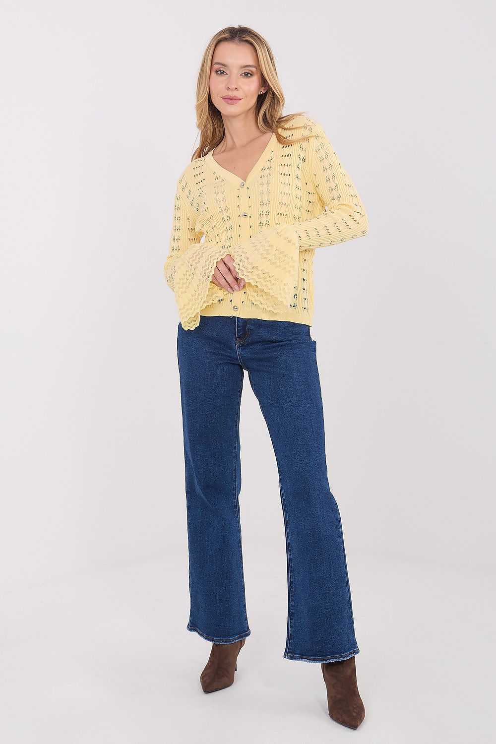 Women Boho Cardigan Sweater Openwork Knit-Women's Sweater-LeStyleParfait