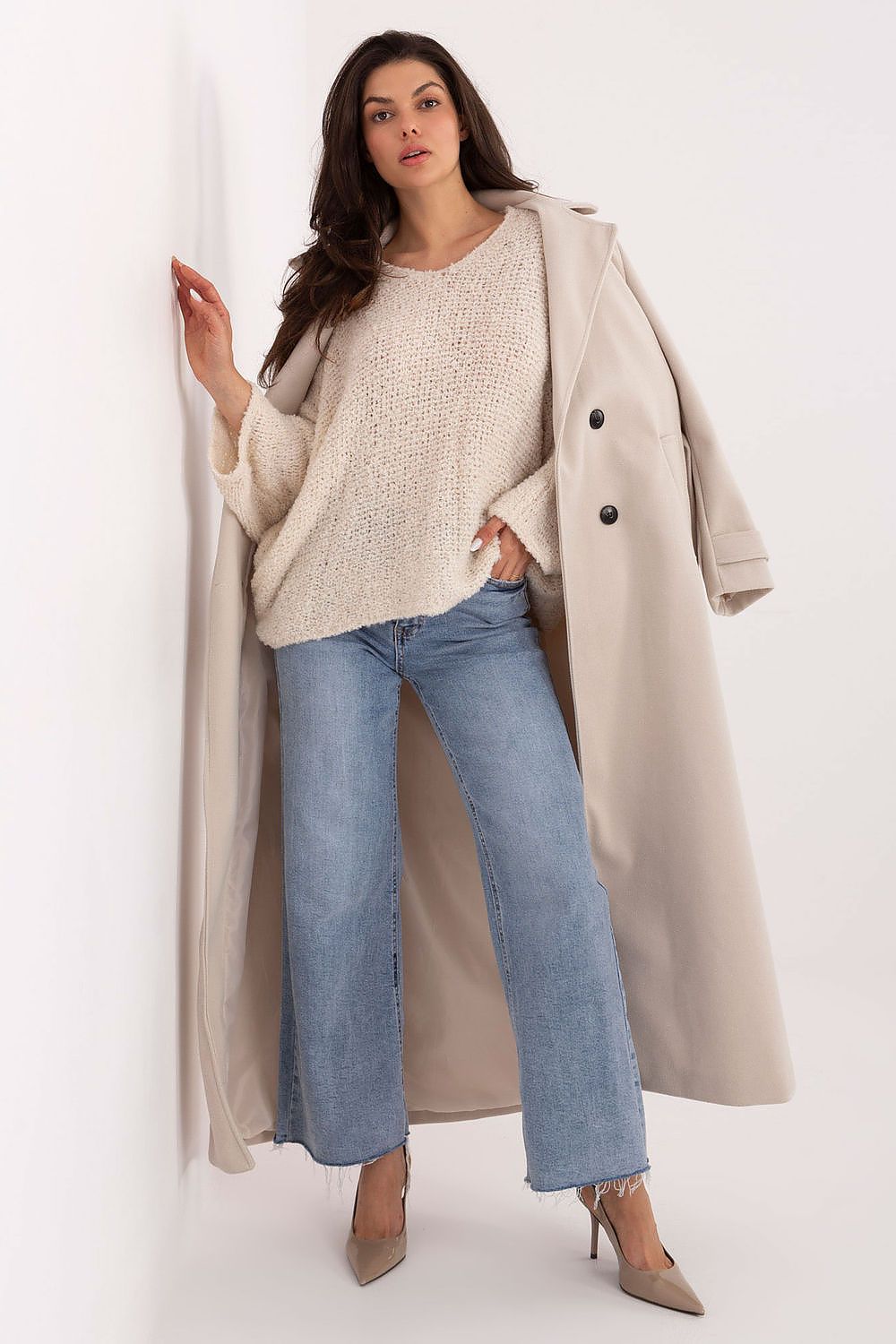 Women Boucle V Neck Sweater Pullover-Women's Sweater-LeStyleParfait