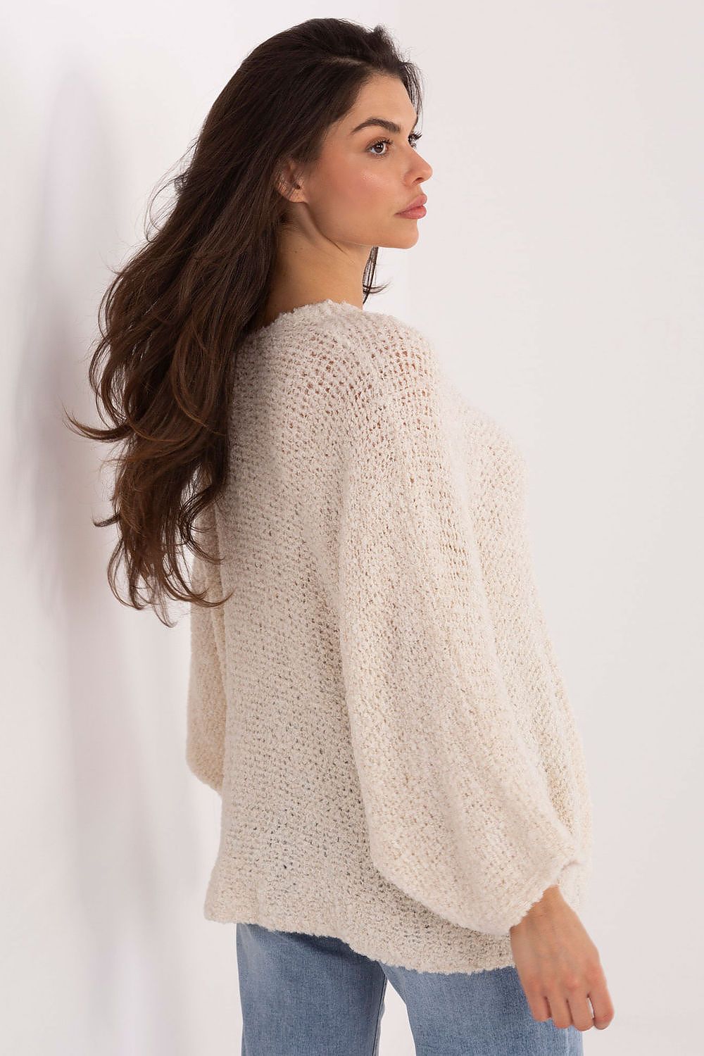 Women Boucle V Neck Sweater Pullover-Women's Sweater-LeStyleParfait