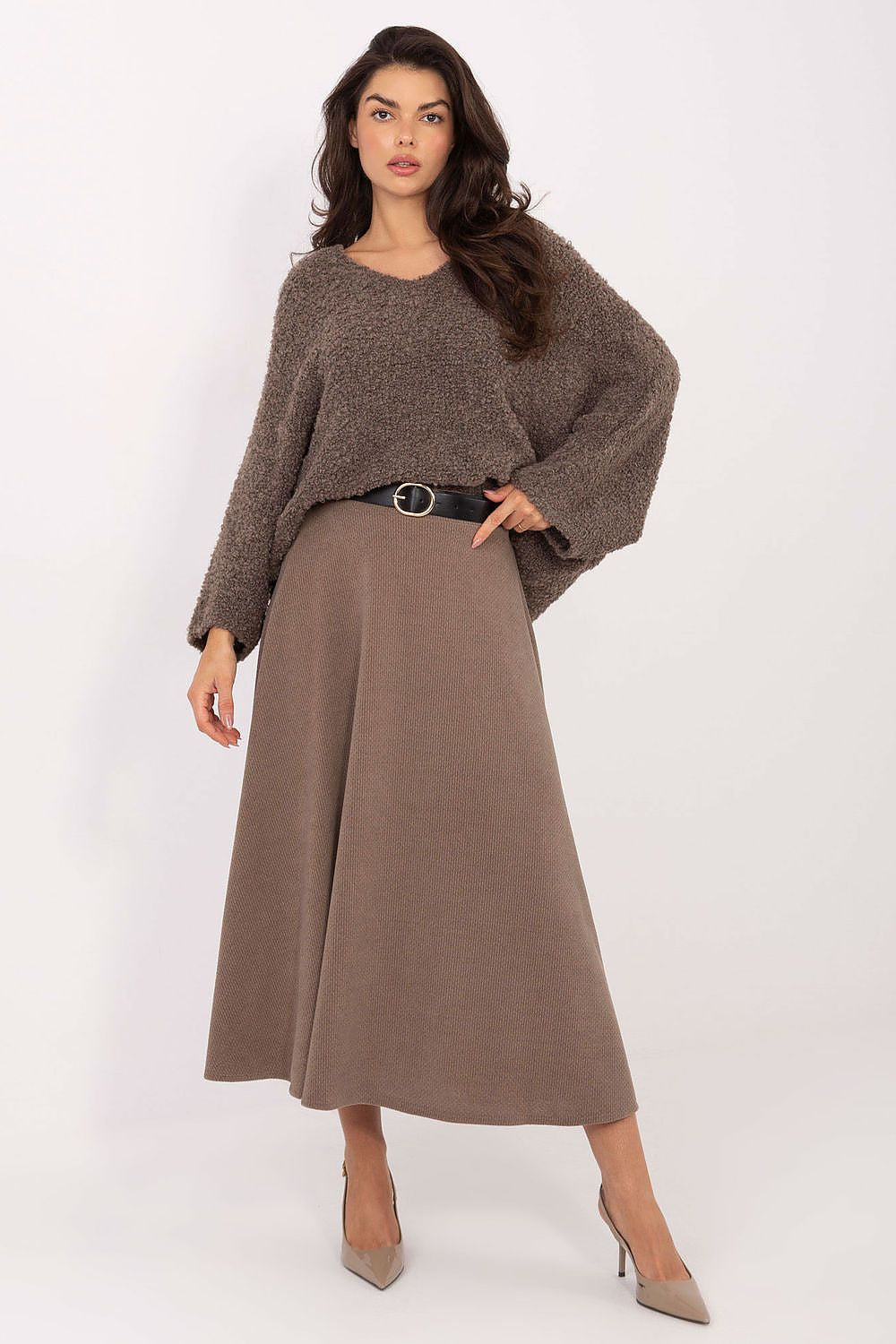 Women Boucle V Neck Sweater Pullover-Women's Sweater-LeStyleParfait