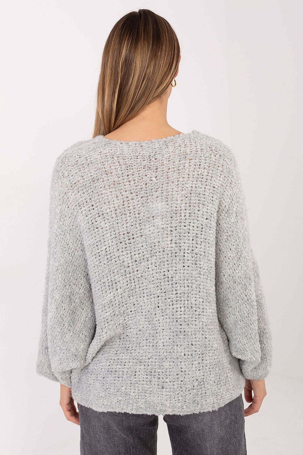 Women Boucle V Neck Sweater Pullover-Women's Sweater-LeStyleParfait