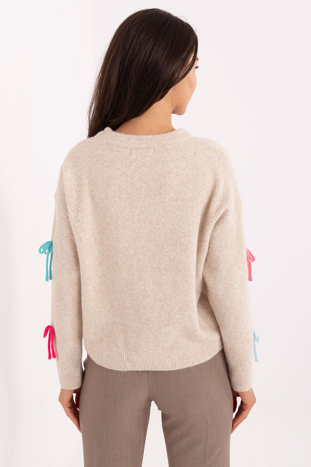 Women Bow Detail Sweater Playful Knit-Women's Sweater-LeStyleParfait