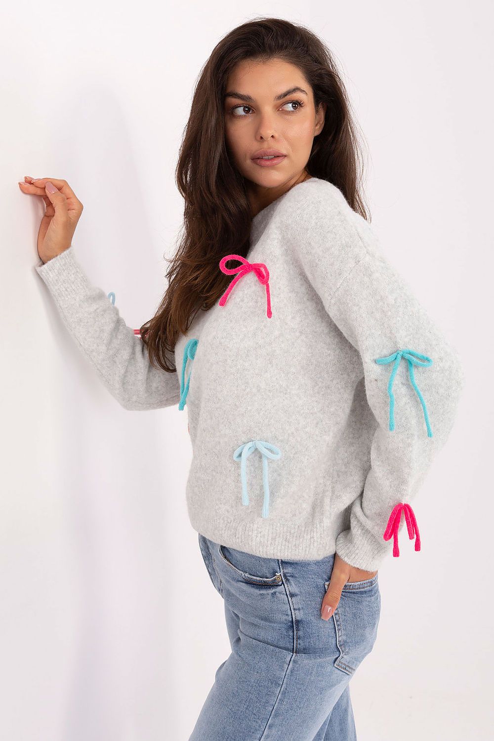 Women Bow Detail Sweater Playful Knit-Women's Sweater-LeStyleParfait