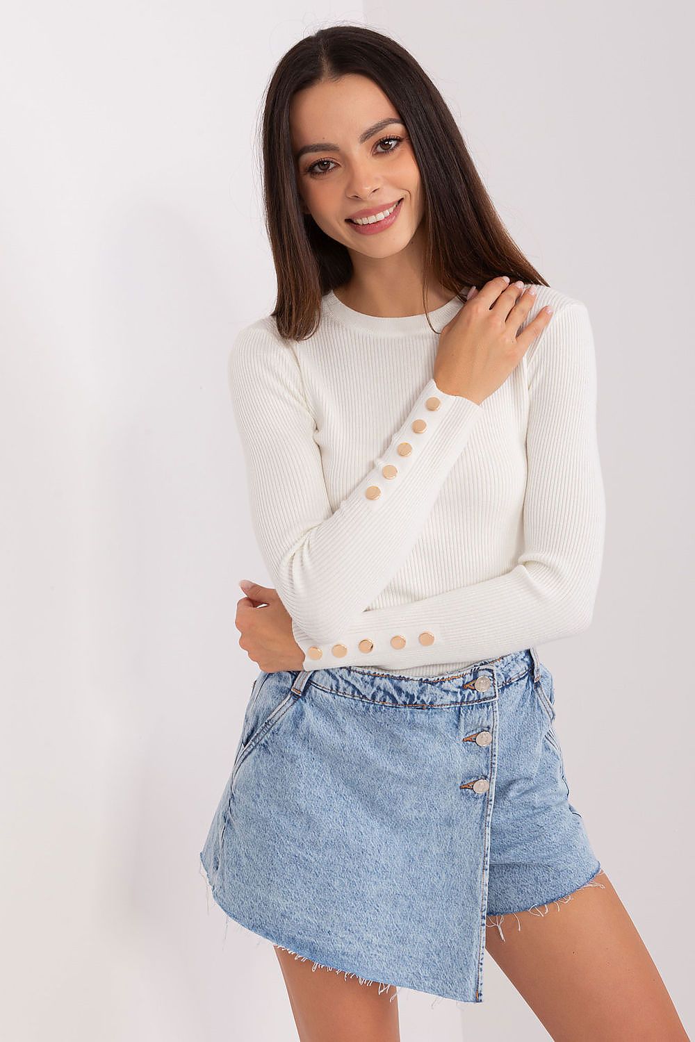 Women Button Detail Sweater Elegant Knit-Women's Sweater-LeStyleParfait