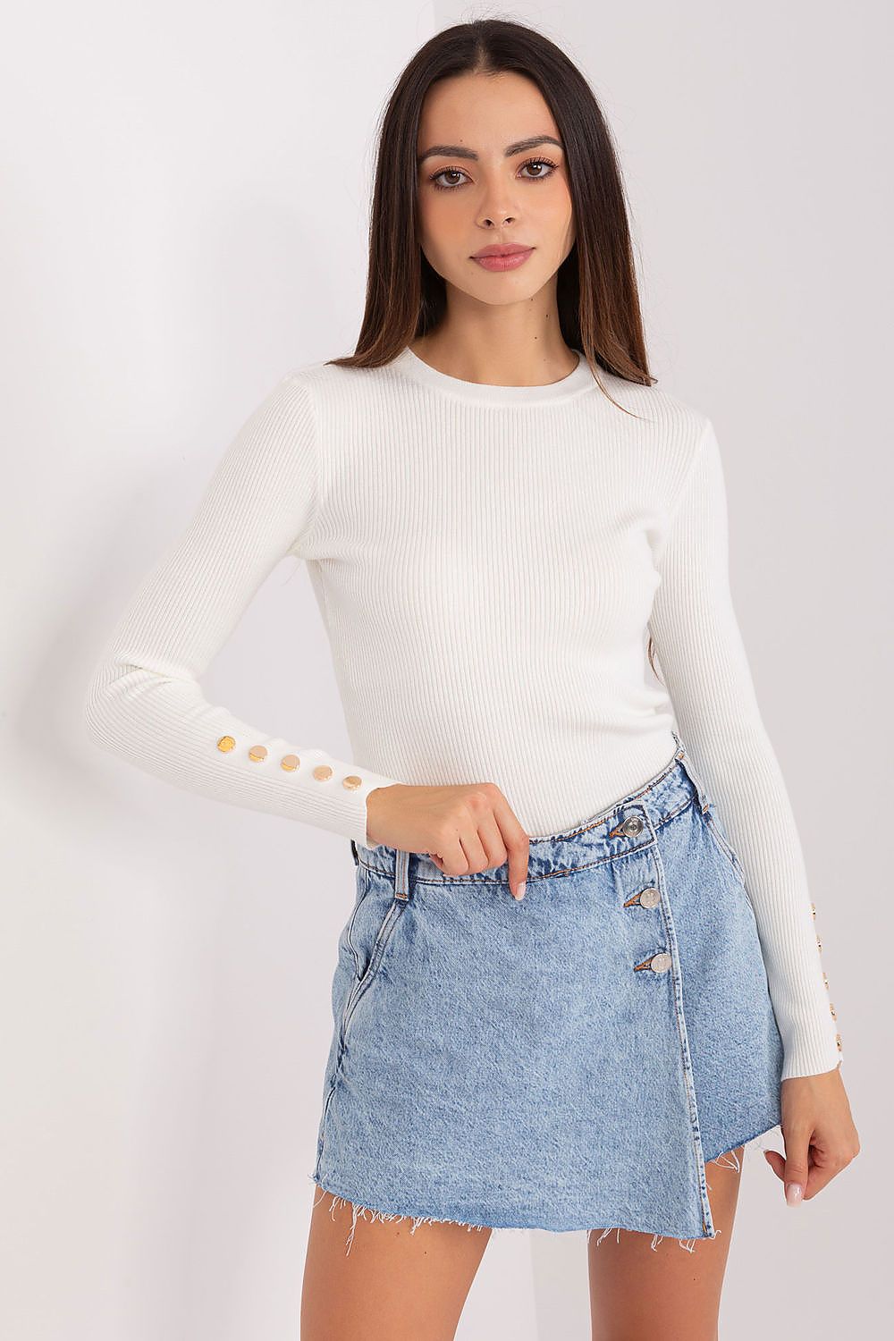 Women Button Detail Sweater Elegant Knit-Women's Sweater-LeStyleParfait