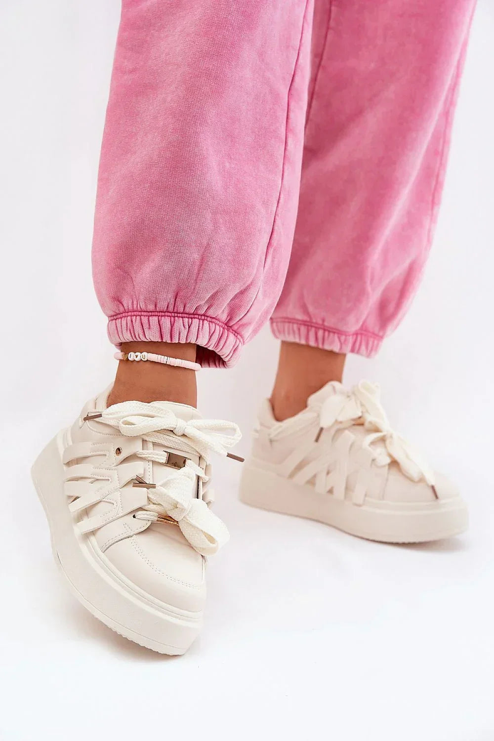 Women Chunky Platform Sneakers Adjustable Lace Casual Shoes-women sneakers-LeStyleParfait