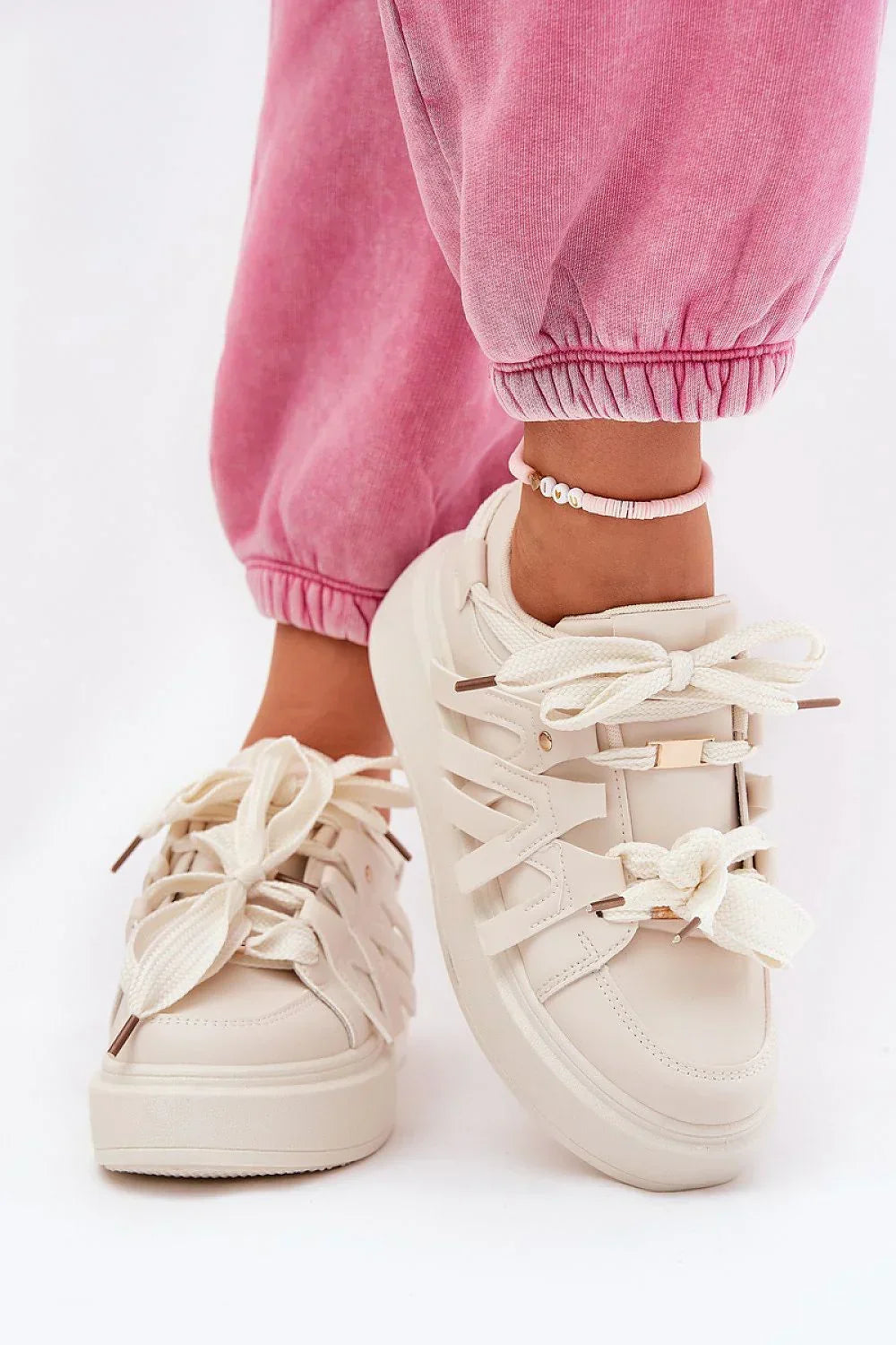 Women Chunky Platform Sneakers Adjustable Lace Casual Shoes-women sneakers-LeStyleParfait