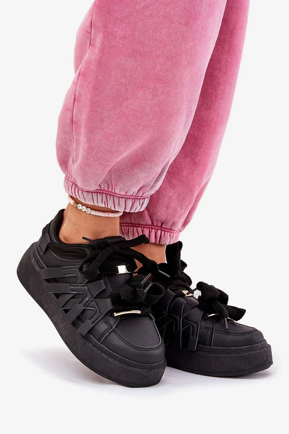 Women Chunky Platform Sneakers Adjustable Lace Casual Shoes-women sneakers-LeStyleParfait