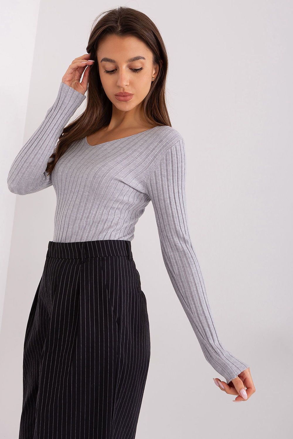Women Fitted Ribbed Sweater Everyday Knit-Women's Sweater-LeStyleParfait