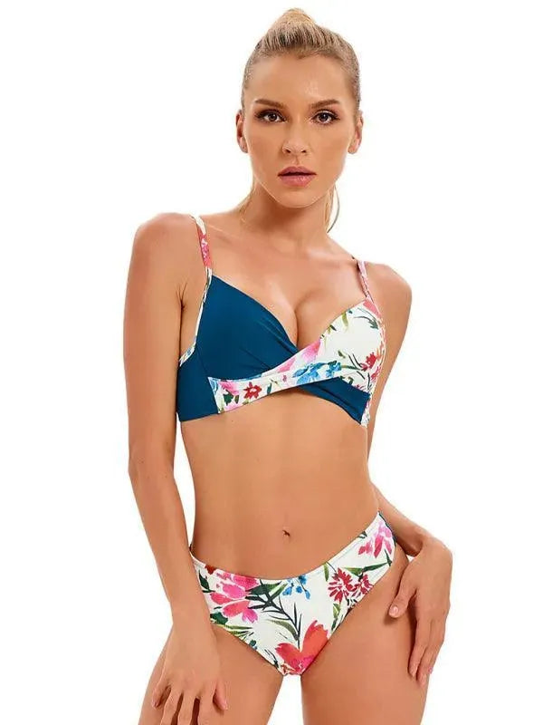 Women Floral Bandeau Bikini Set