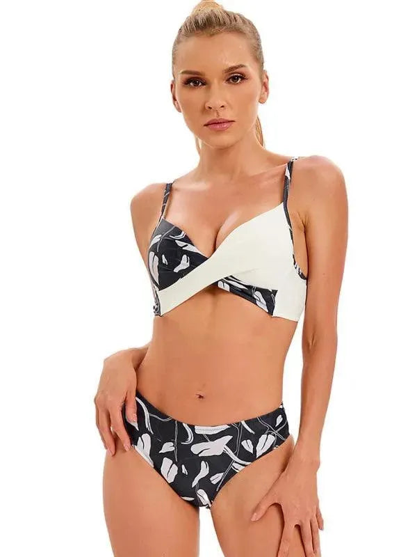 Women Floral Bandeau Bikini Set