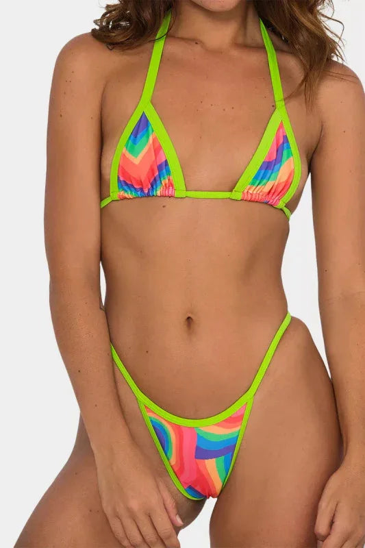 Women Floral Thong Bikini Set