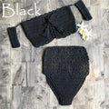 Women Green Crochet Bandeau Bikini Set