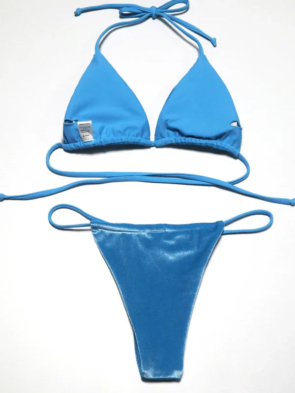 Women Green String Bikini Set