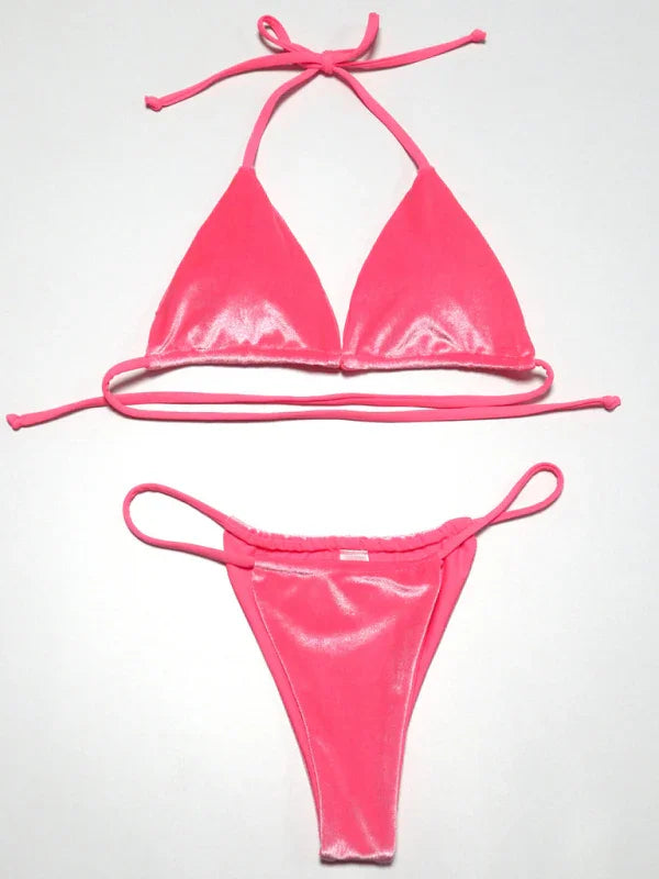 Women Green String Bikini Set
