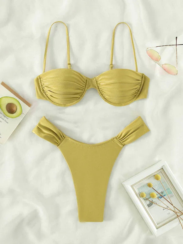 Women Green Underwire Bikini Set