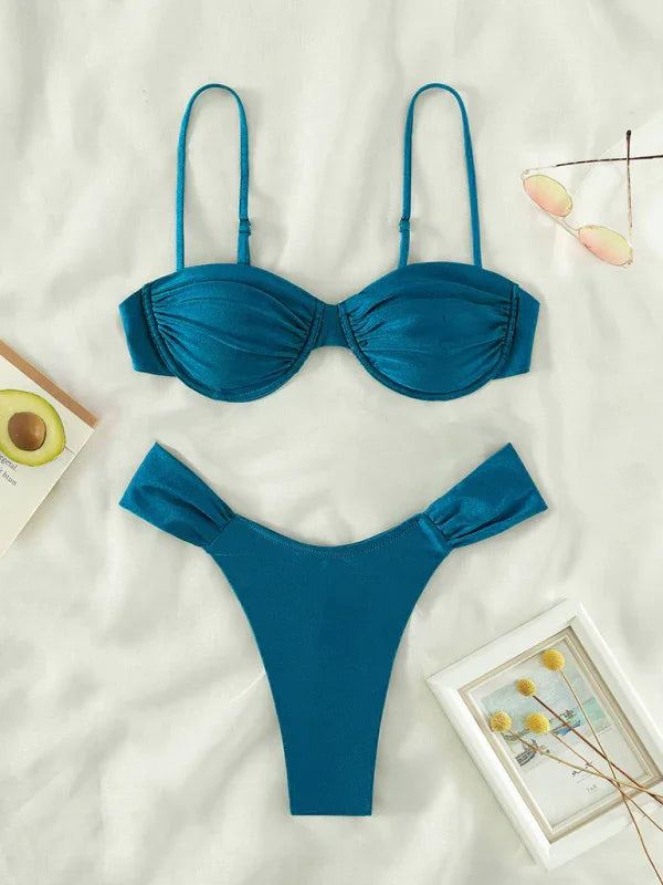 Women Green Underwire Bikini Set