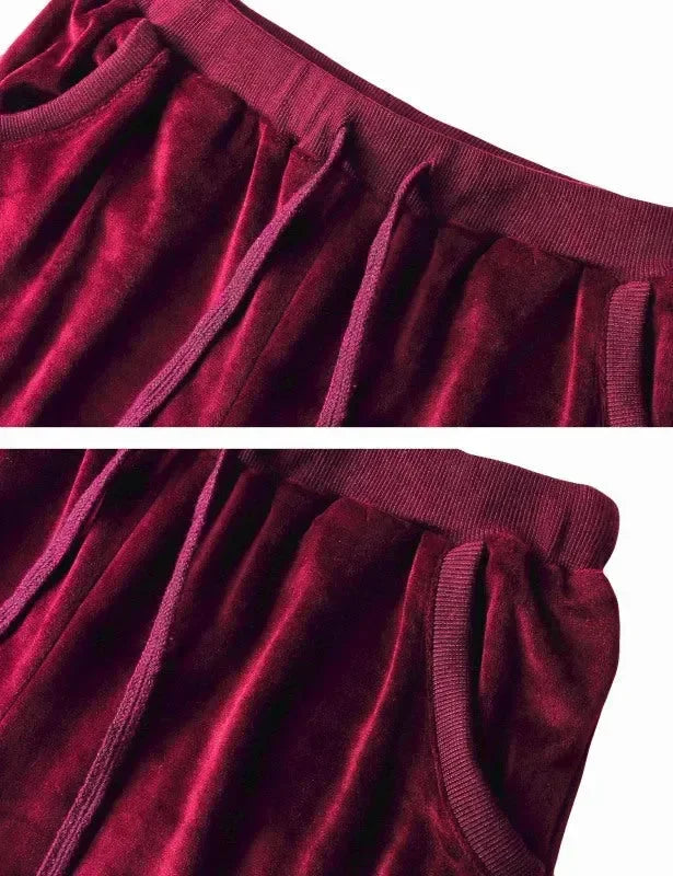 Cozy Women Jogger Pants Casual Velvet Lounge Elastic Waist Relaxed Fit Fall | LeStyleParfait