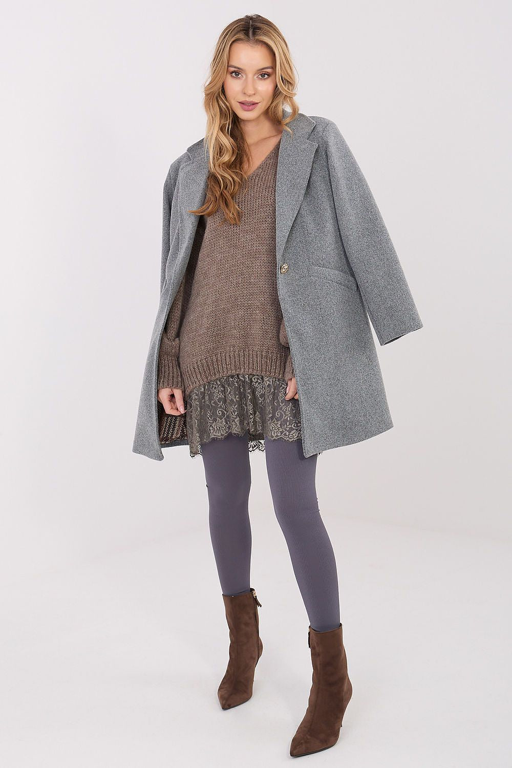 Women Longline Mohair Sweater Elegant Knit-Women's Sweater-LeStyleParfait