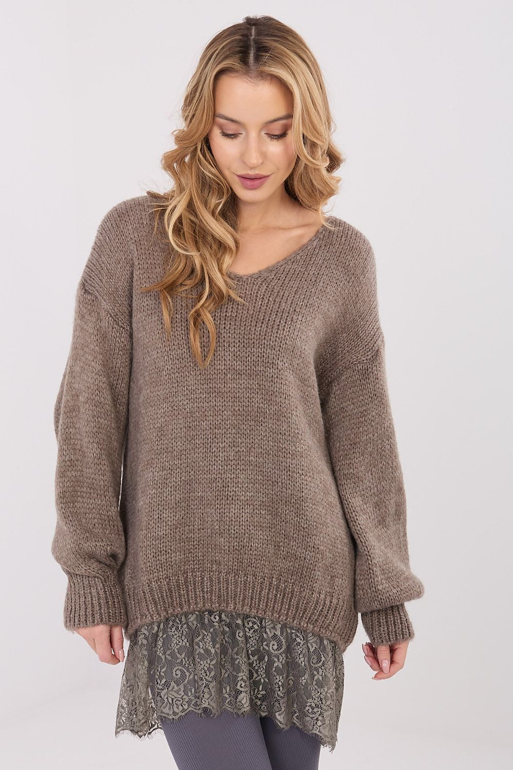 Women Longline Mohair Sweater Elegant Knit-Women's Sweater-LeStyleParfait