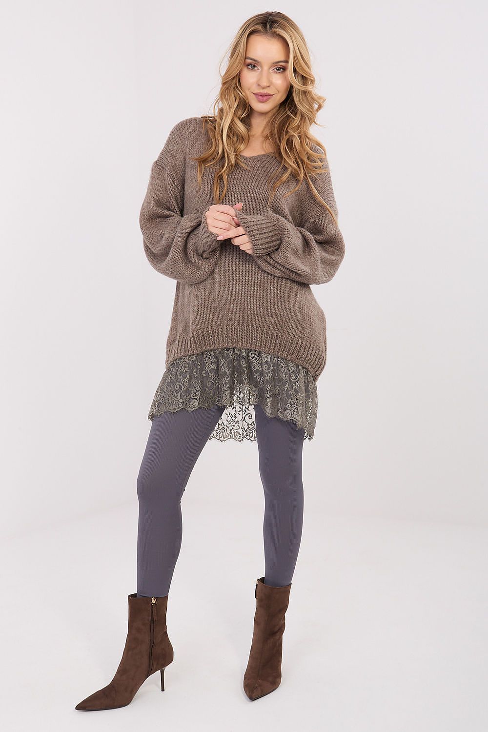 Women Longline Mohair Sweater Elegant Knit-Women's Sweater-LeStyleParfait