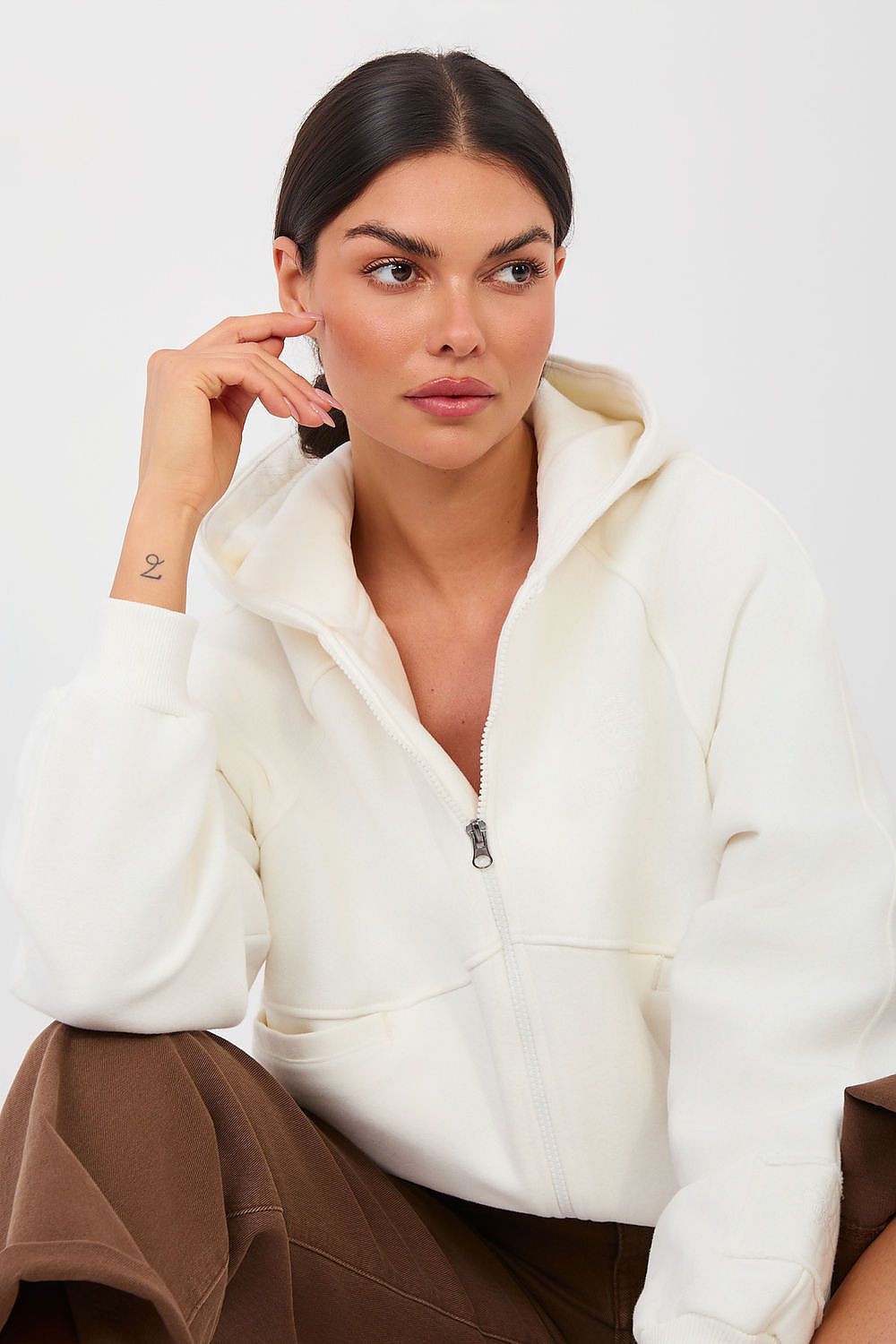 Women Loose Embroidered Zip-Up Hoodie Premium Style-Women Hoodie-LeStyleParfait