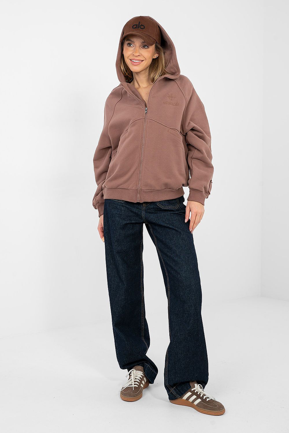 Women Loose Embroidered Zip-Up Hoodie Premium Style-Women Hoodie-LeStyleParfait