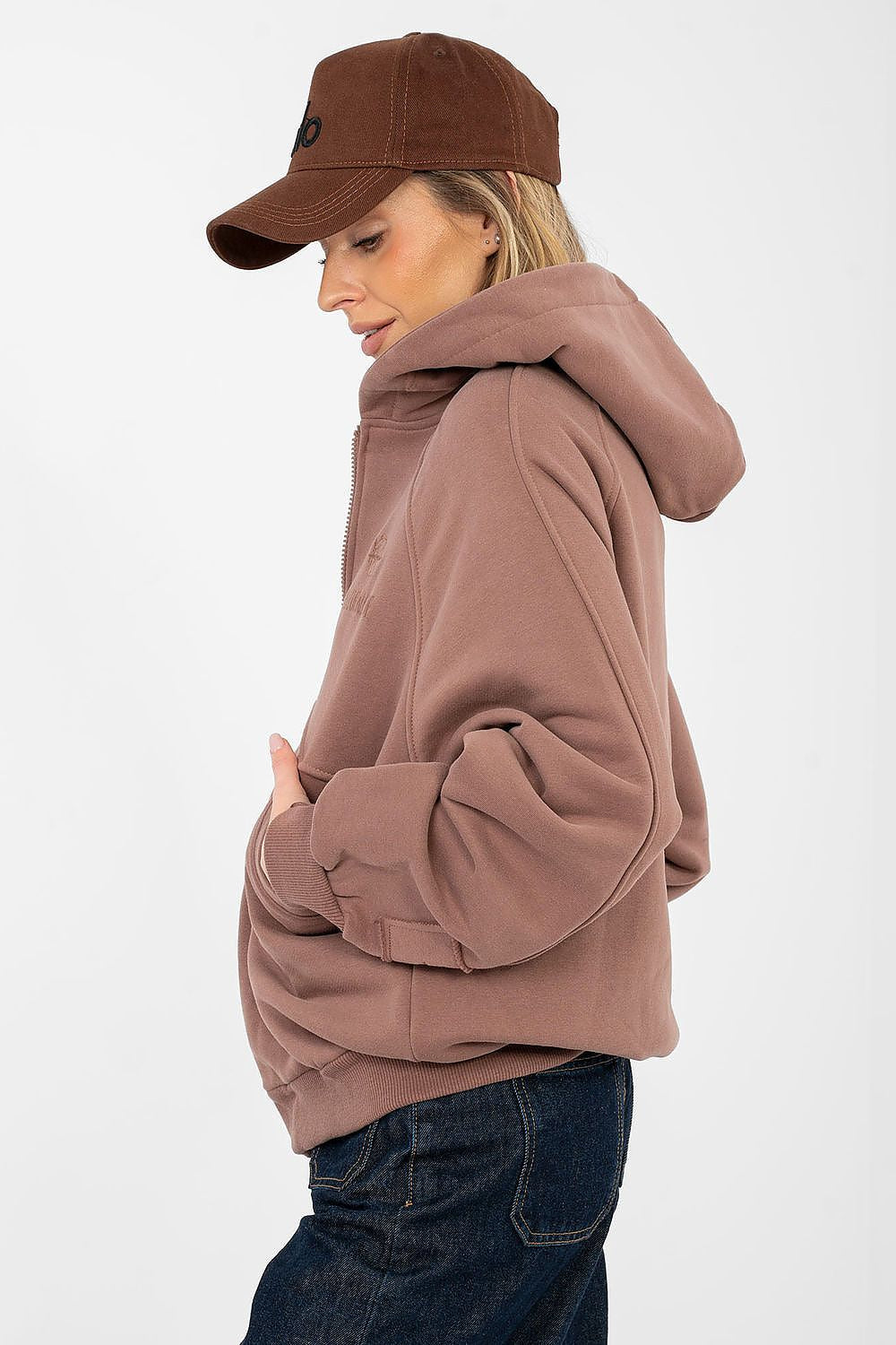 Women Loose Embroidered Zip-Up Hoodie Premium Style-Women Hoodie-LeStyleParfait