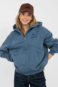 Women Loose Embroidered Zip-Up Hoodie Premium Style-Women Hoodie-LeStyleParfait