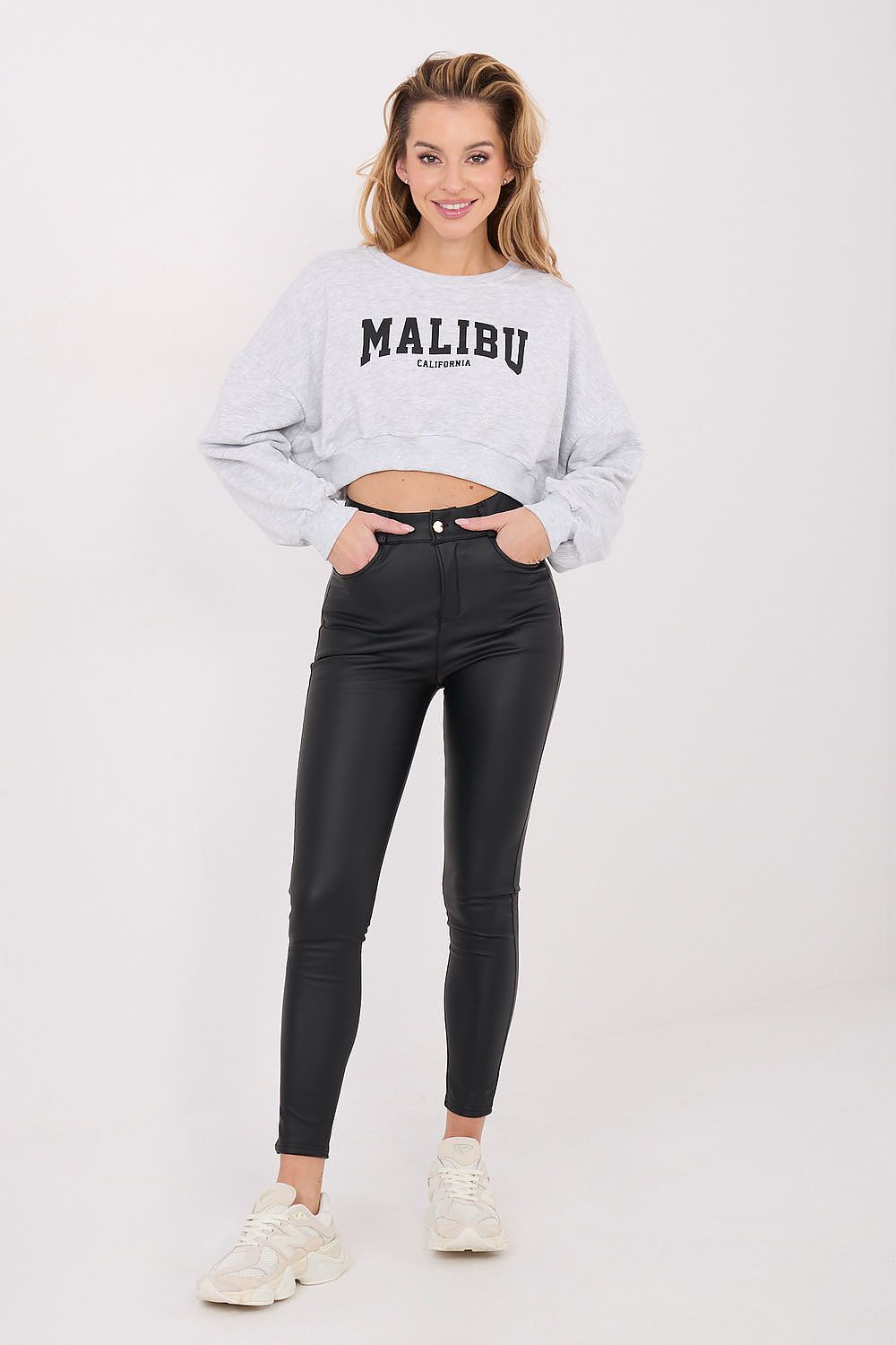 Women Loose Letters Crop Sweatshirt Modern Style-Women Sweatshirt-LeStyleParfait